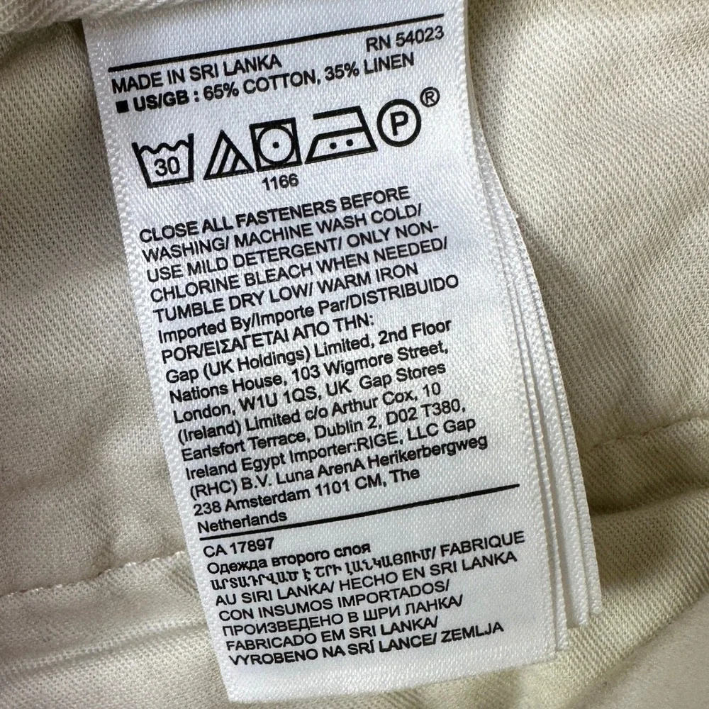 Banana Republic Womens Baggy Cargo Pants 12 Petite Cream Belted Linen Blend NEW